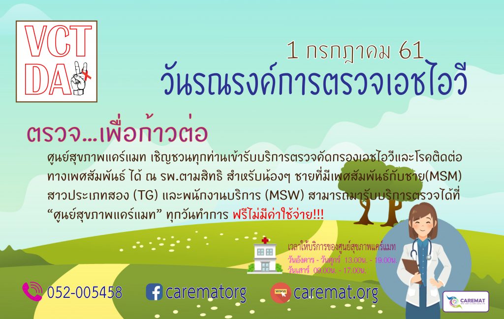1 กรกฎาคม “วันรณรงค์การตรวจเอชไอวี” 1 กรกฎาคม “วันรณรงค์การตรวจเอชไอวี”